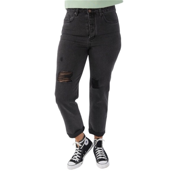 NWT O’Neill black distressed straight leg jeans. Size 28 - Picture 3 of 7